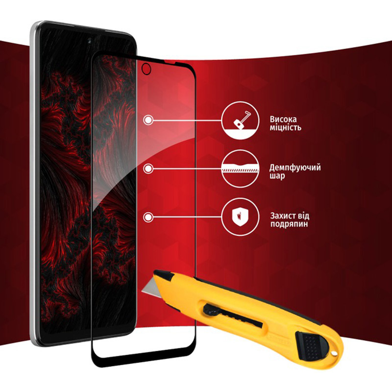 Защитное стекло Intaleo Full Glue для Motorola Moto G73 Black (1283126567315) Покрытие глянец