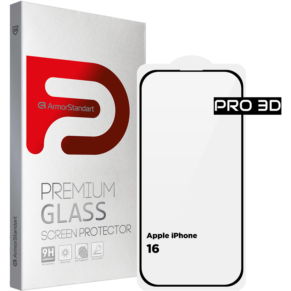 Захисне скло ARMORSTANDART Pro 3D для Apple iPhone 16 Black (ARM78032)