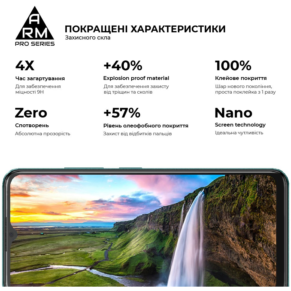 Защитное стекло ARMORSTANDART Pro для ZTE Blade A34 Black (ARM78902) Олеофобное покрытие True