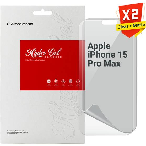 Набор гидрогелевой пленки ARMORSTANDART Clear + Matte для Apple iPhone 15 Pro Max (ARM80697)