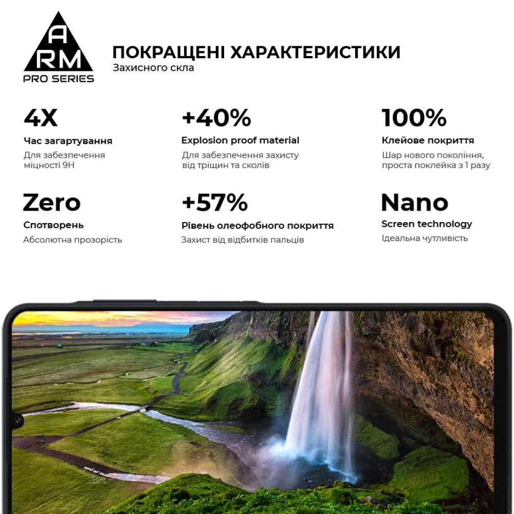 Защитное стекло ARMORSTANDART Pro для Samsung Galaxy A06 (A065) Black (ARM80170) Олеофобное покрытие True