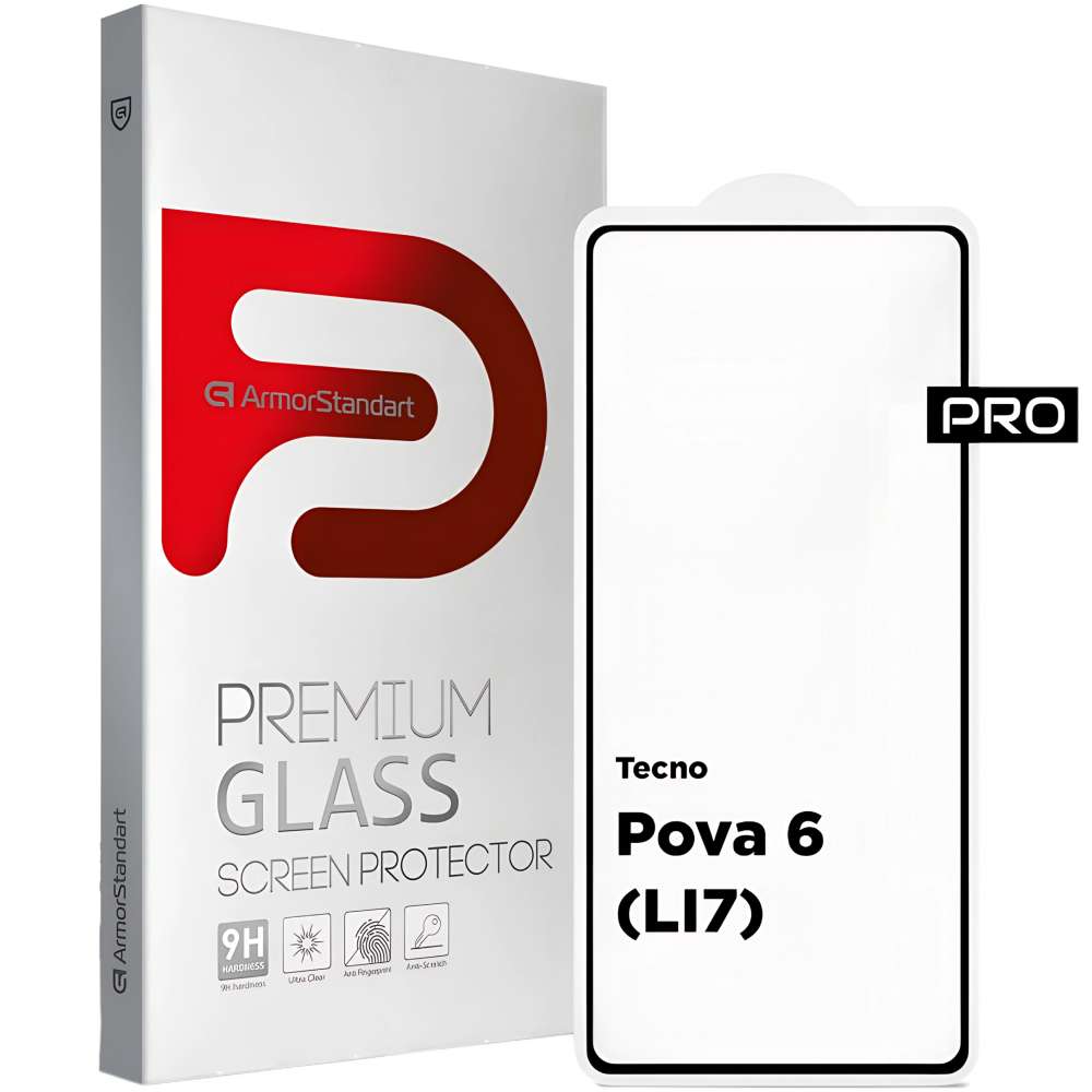 Защитное стекло ARMORSTANDART Pro для Tecno Pova 6 (LI7) Black (ARM78228)