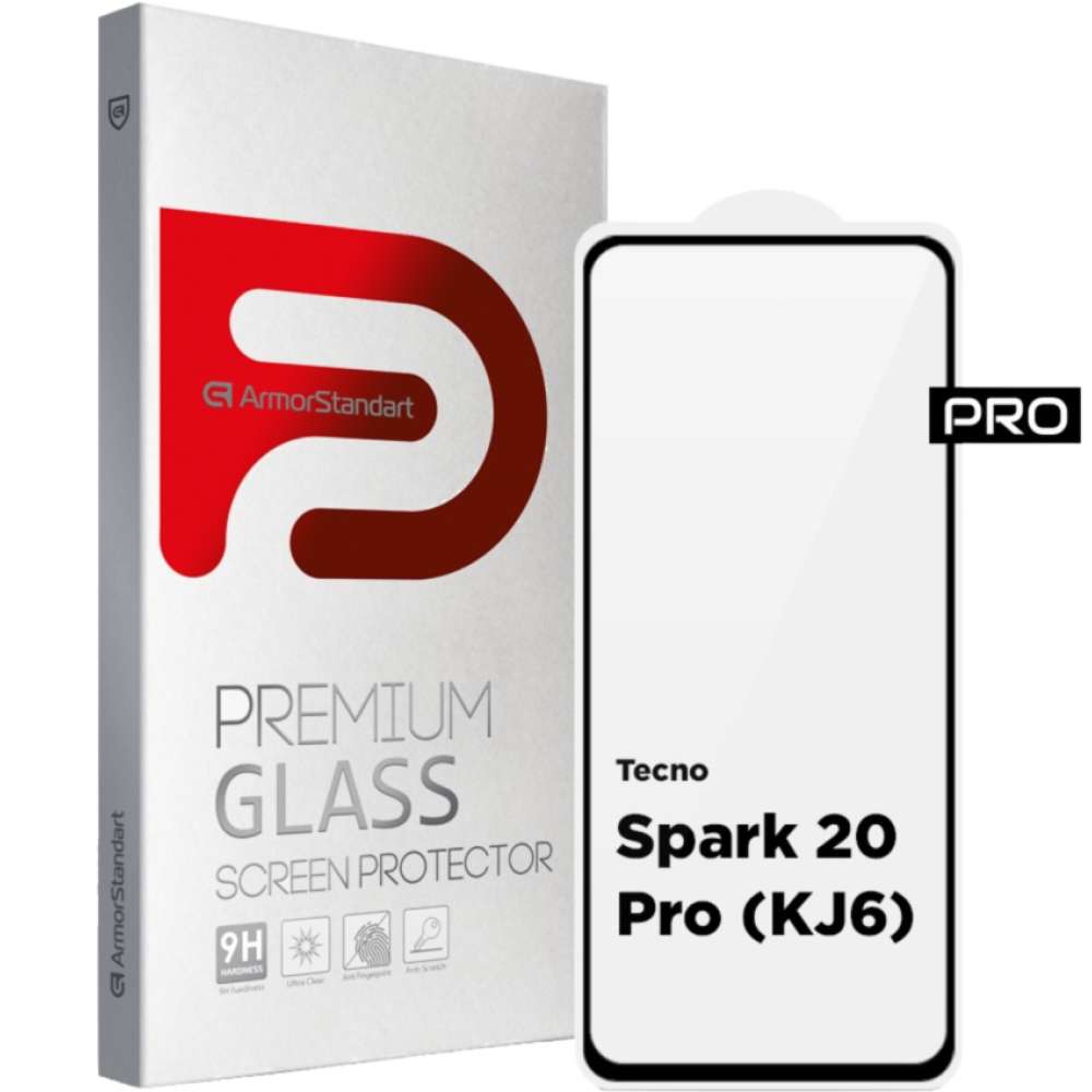 Захисне скло ARMORSTANDART Pro для Tecno Spark 20 Pro (KJ6) Black (ARM74387)