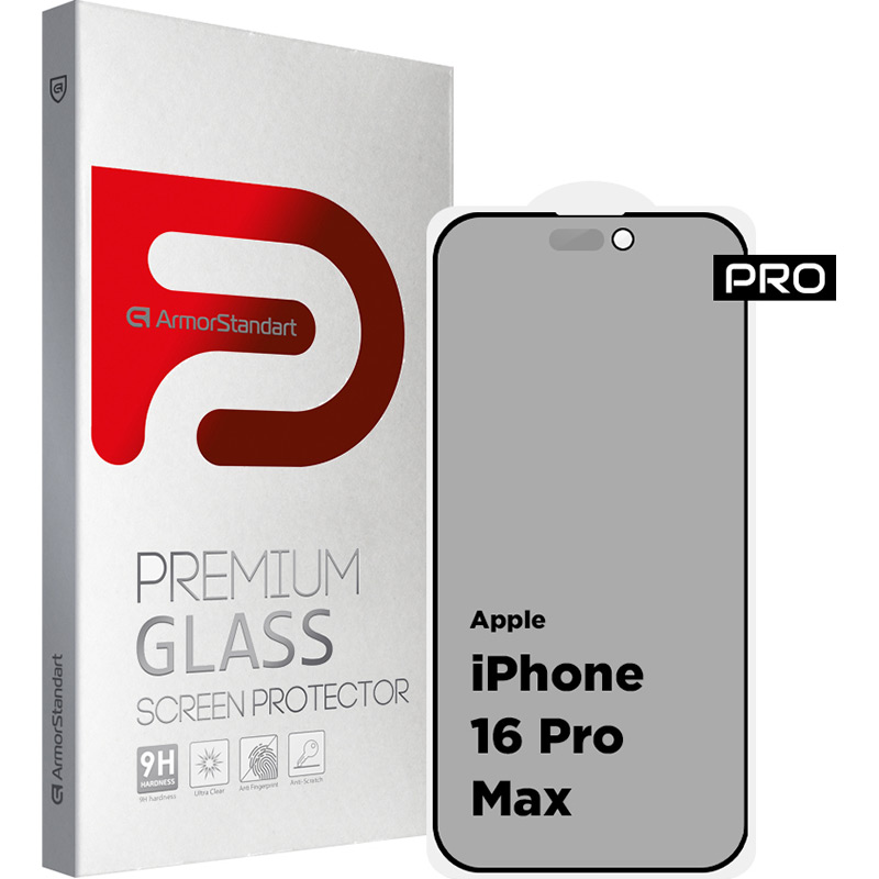 Захисне скло ArmorStandart Pro Anti-Spy Matte для Apple iPhone 16 Pro Max Black (ARM79400)