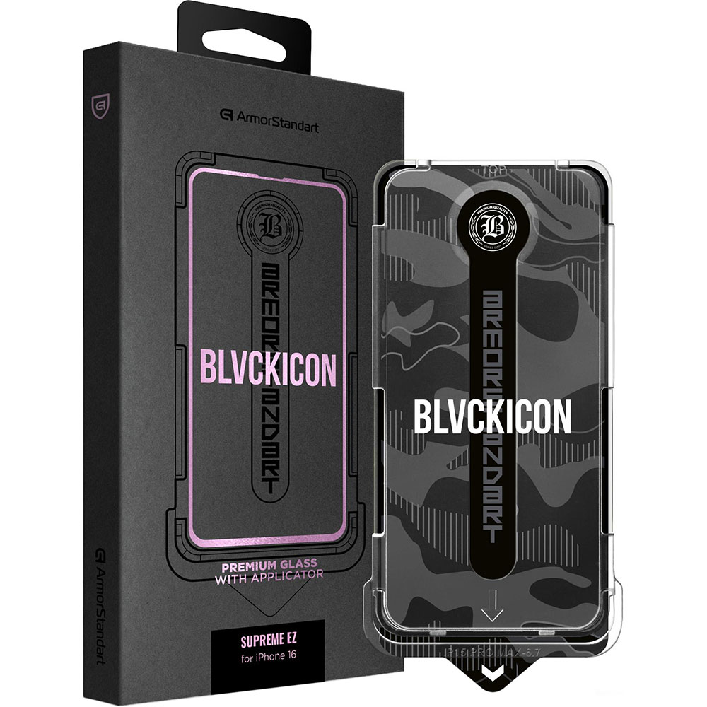 Защитное стекло ARMORSTANDART Black Icon Supreme EZ для Apple iPhone 16 + Аппликатор (ARM80848)