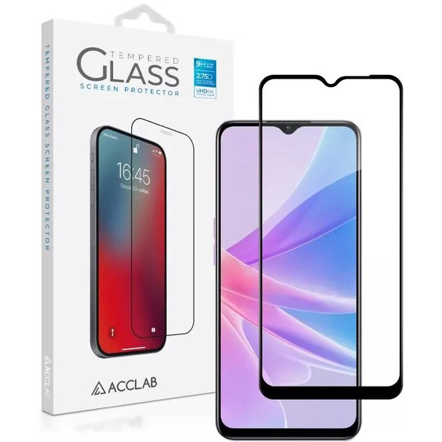 Захисне скло ACCLAB Full Glue для Oppo A58 4G (1283126583452) Додатково Захист від відбитків пальців, Не знижує чутливість сенсора, Міцність: 9Н