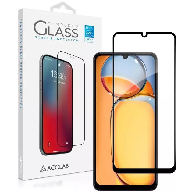 Защитное стекло ACCLAB Full Glue для Xiaomi Redmi 13C (1283126583209) Дополнительно Защита от отпечатков пальцев, Не снижает чувствительность сенсора