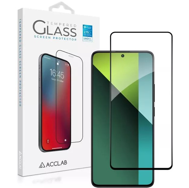 Захисне скло ACCLAB Full Glue для Xiaomi Redmi Note 13 5G (1283126583773) Додатково Захист від відбитків пальців, Не знижує чутливість сенсора, Міцність: 9Н