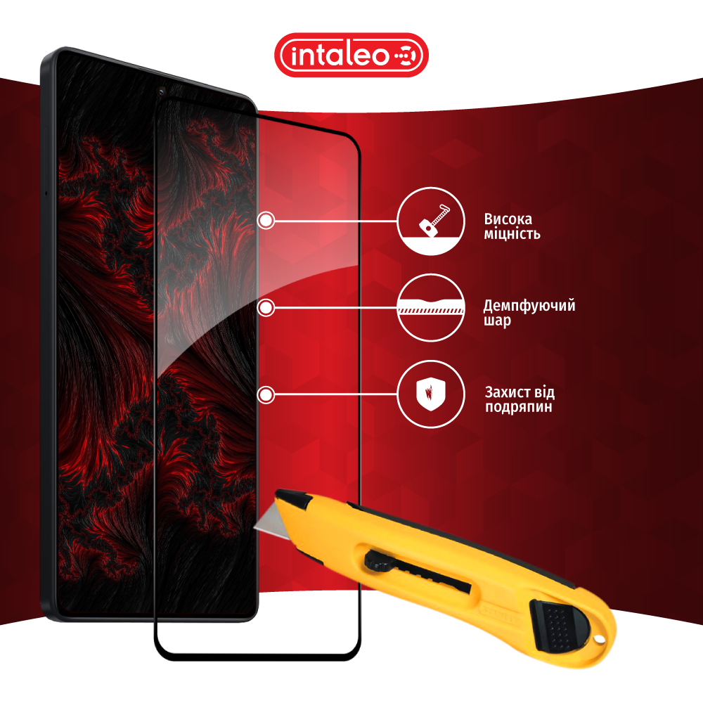 Защитное стекло INTALEO Full Glue для Xiaomi Redmi Note 13 Pro 4G Black (1283126583919) Олеофобное покрытие True