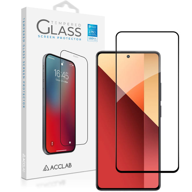 Защитное стекло ACCLAB Full Glue для Xiaomi Redmi Note 13 Pro 4G (1283126583780) Дополнительно Защита от отпечатков пальцев, Не снижает чувствительность сенсора, Прочность: 9Н