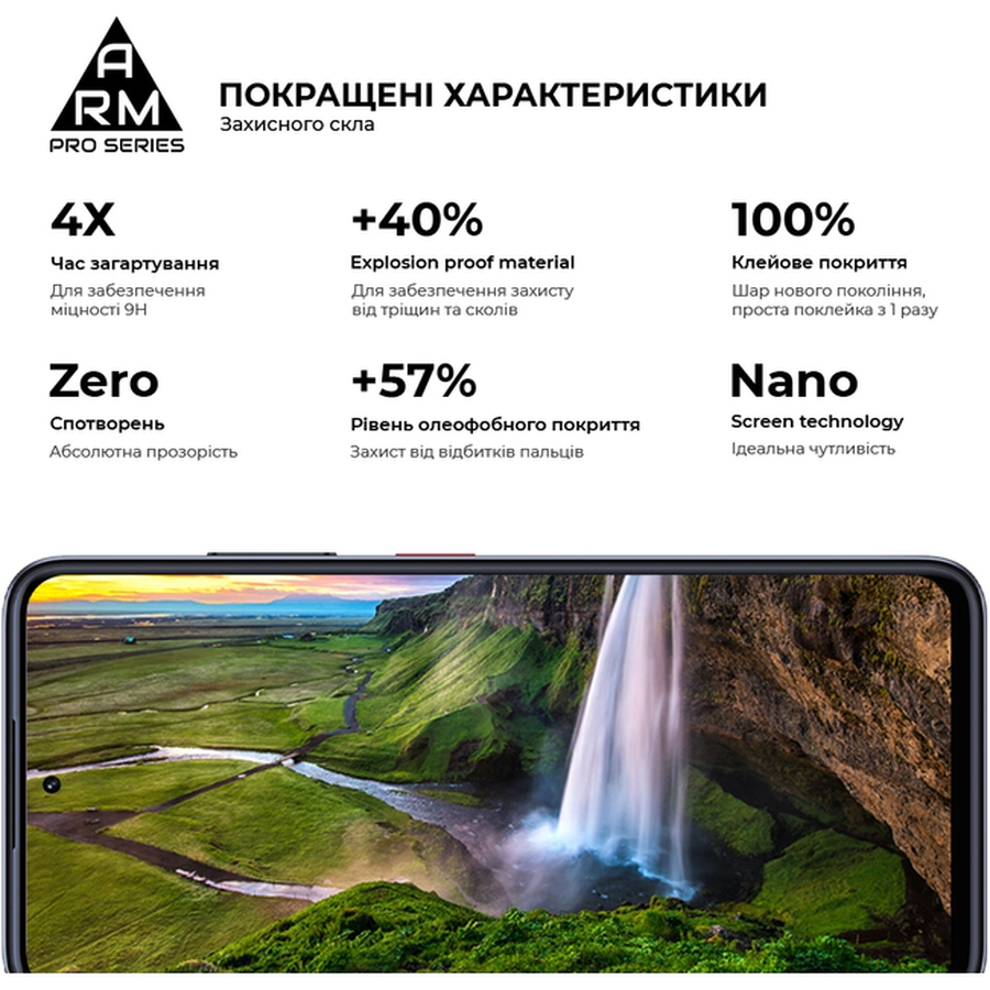 Захисне скло ARMORSTANDART Pro для ZTE Nubia V60 Black (ARM78907) Олеофобне покриття True