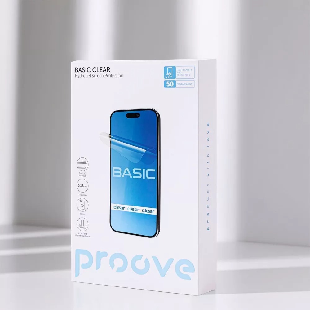 Гидрогелевая пленка PROOVE Hydrogel Screen Protection BASIC Clear 10 шт (59468) Покрытие глянец