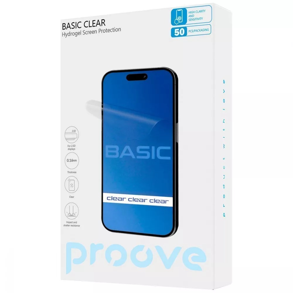 Гидрогелевая пленка PROOVE Hydrogel Screen Protection BASIC Clear 10 шт (59468) Совместимость по модели  универсальный