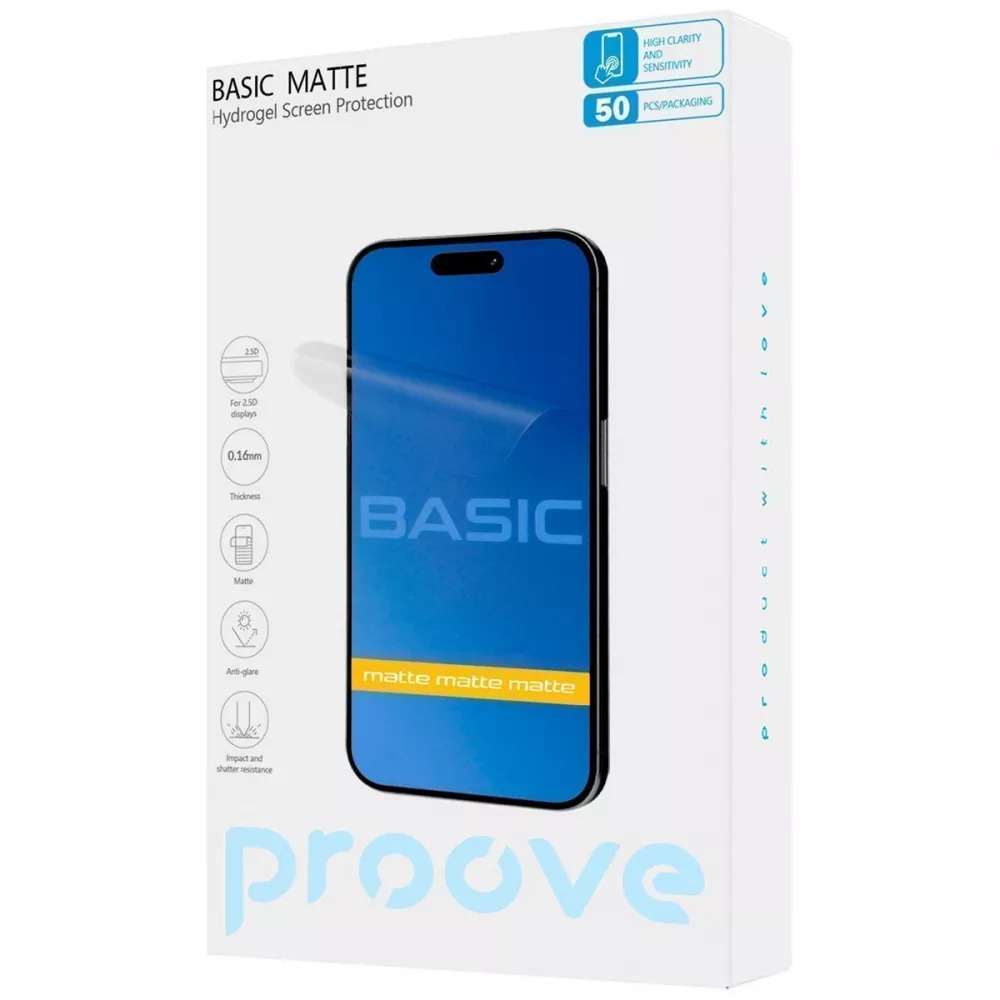 Гидрогелевая пленка PROOVE Hydrogel Screen Protection BASIC Matte 10 шт (59356) Совместимость по модели  универсальный