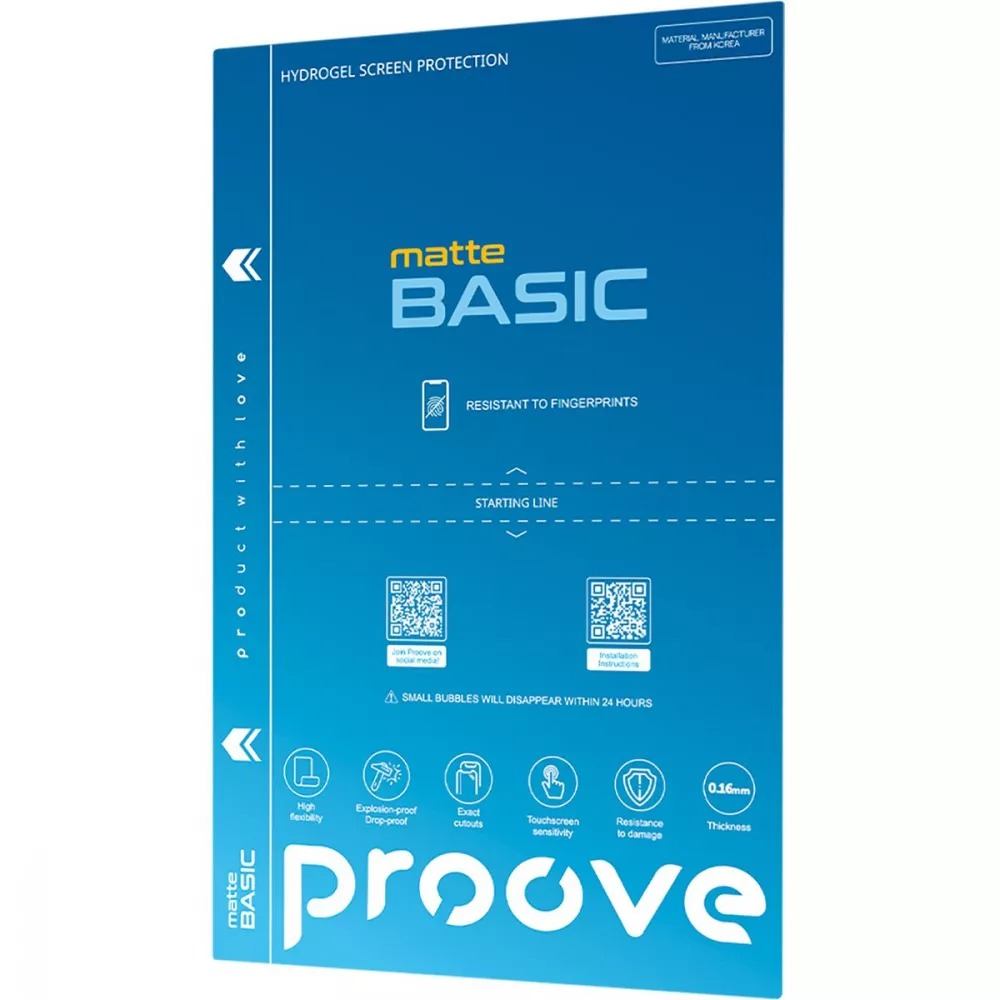 Гидрогелевая пленка PROOVE Hydrogel Screen Protection BASIC Matte 10 шт (59356)