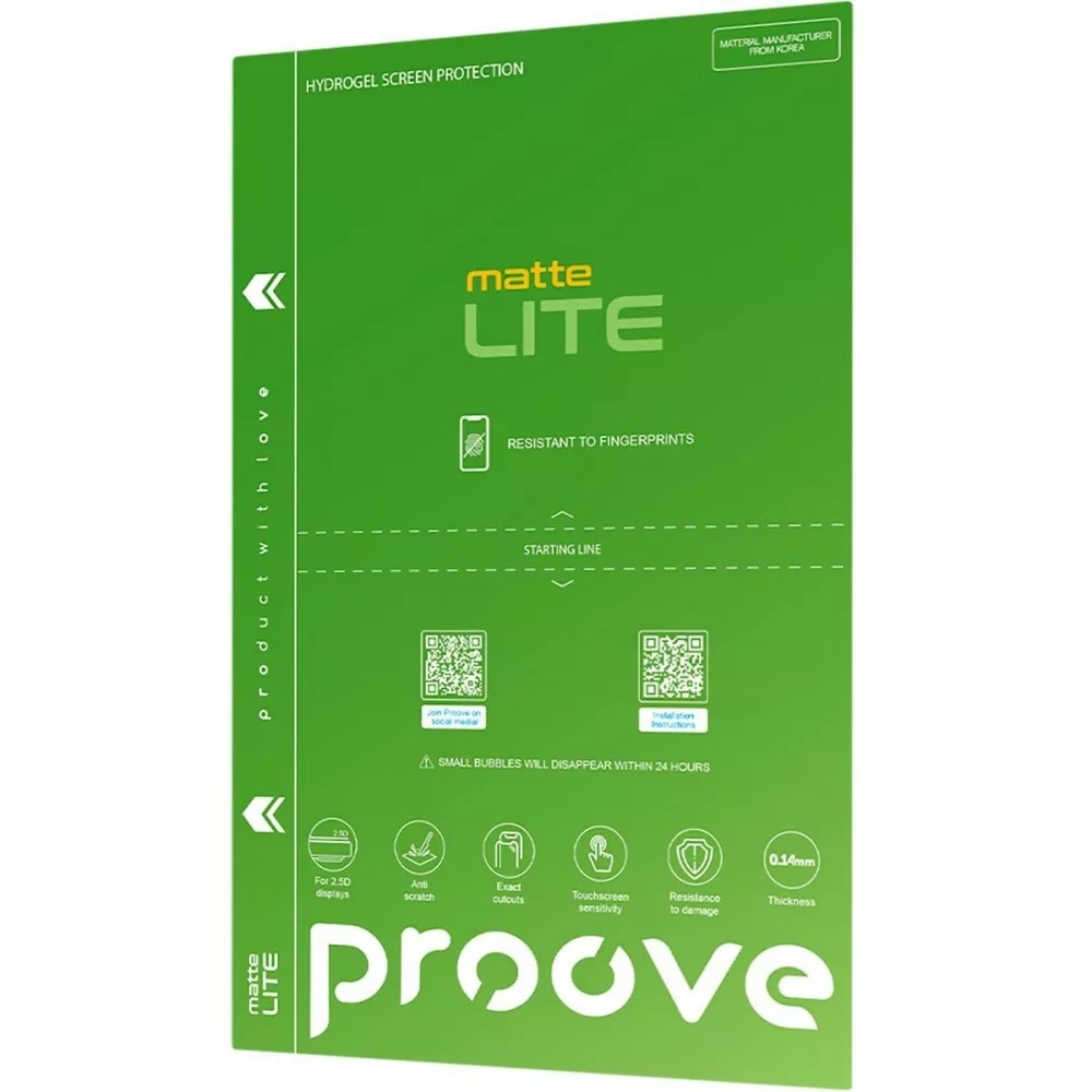 Гидрогелевая пленка PROOVE Hydrogel Screen Protection LITE Matte 10 шт (59466)