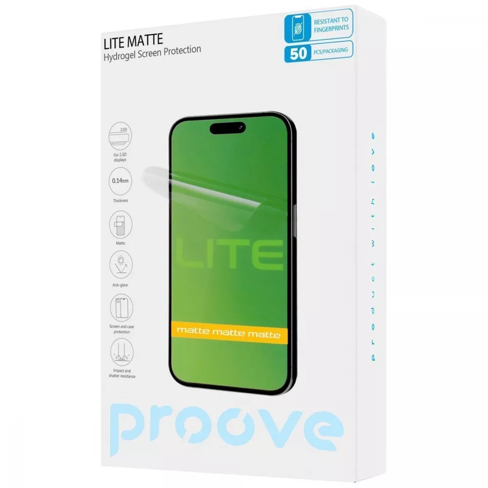 Гидрогелевая пленка PROOVE Hydrogel Screen Protection LITE Matte 10 шт (59466) Совместимость по модели  универсальный