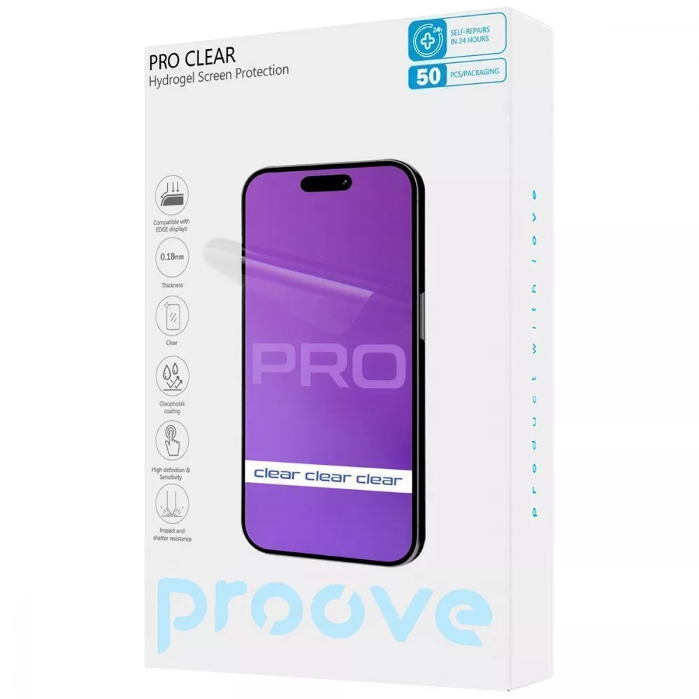 Гидрогелевая пленка PROOVE Hydrogel Screen Protection PRO Clear 10 шт (59467) Совместимость по модели  универсальный