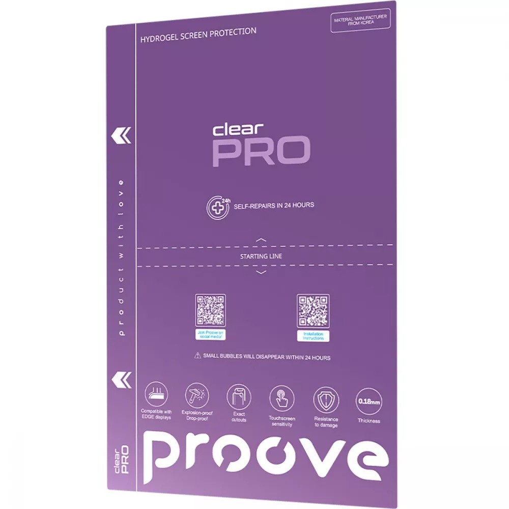 Гидрогелевая пленка PROOVE Hydrogel Screen Protection PRO Clear 10 шт (59467)