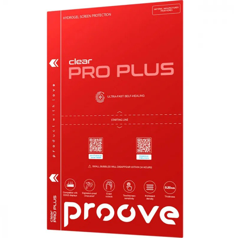 Набор защитных пленок PROOVE Hydrogel Screen Protection PRO PLUS Clear 10 шт (59354) Дополнительно материал: TPU; толщина: 0.20мм (200 микрон); устойчивое к любым повреждениям; не оставляет отпечатков пальцев; восстанавливается от царапин в течение суток; сверхбыстрое восстановление от царапин; совместима со всеми типами экранов и особенно с 2.5D