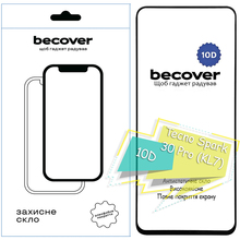Львів - Захисне скло BECOVER Tecno Spark 30 Pro (KL7) 10D Black (713166)
