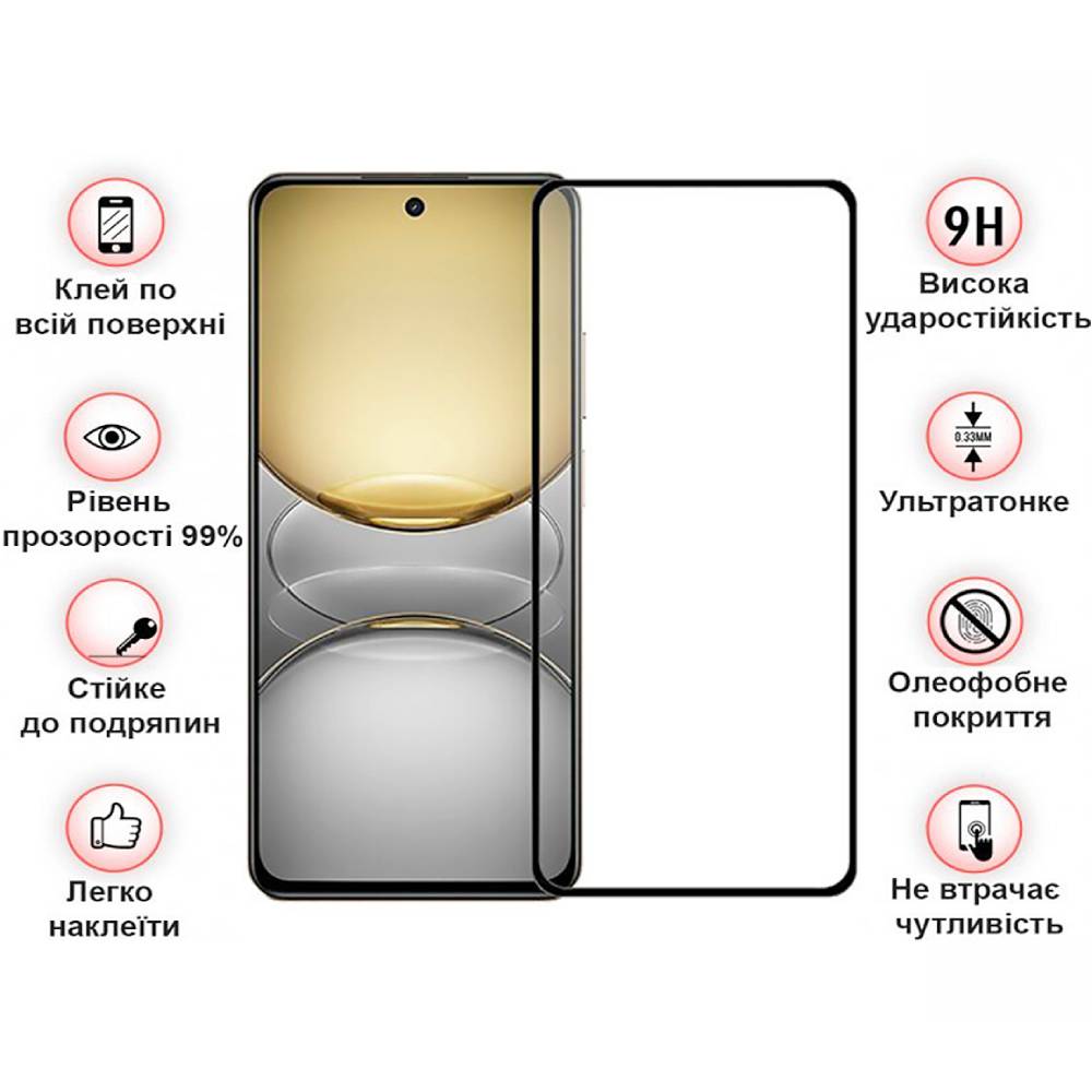 Захисне скло BECOVER Realme C75 Black (713034) Покриття глянець