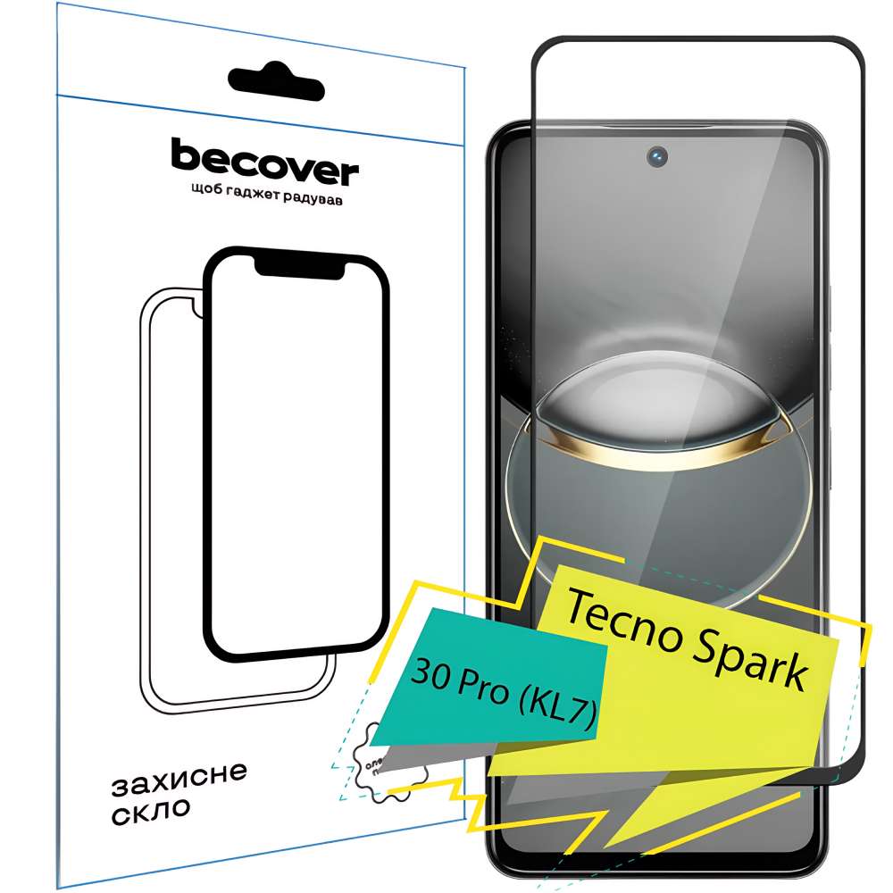 Защитное стекло BECOVER для Tecno Spark 30 Pro (KL7) Black (713080)