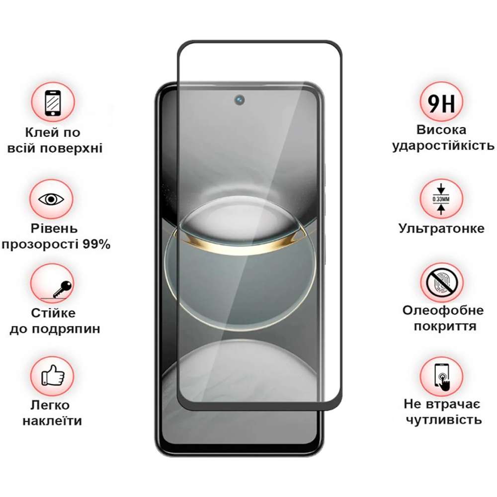 Защитное стекло BECOVER для Tecno Spark 30 Pro (KL7) Black (713080) Тип стекло