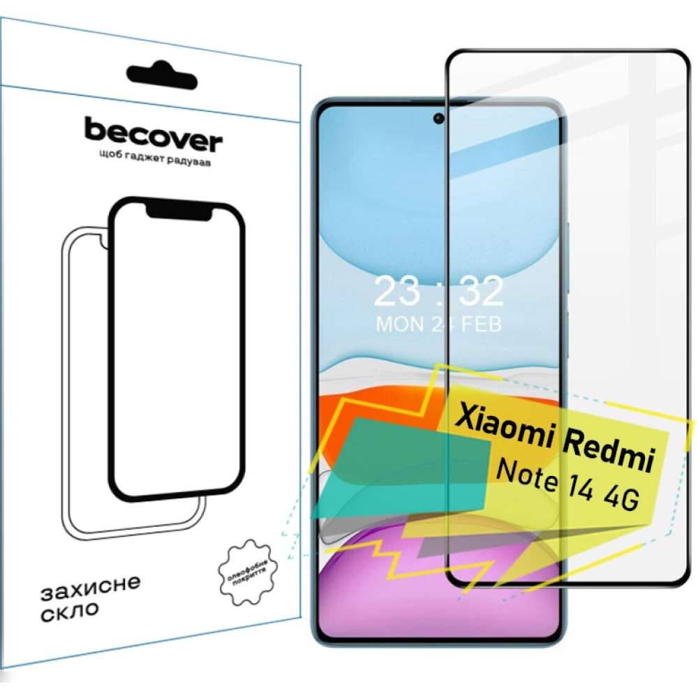 Захисне скло BECOVER для Xiaomi Redmi Note 14 4G Black (713099) Сумісність за моделлю Xiaomi Redmi Note 14 4G