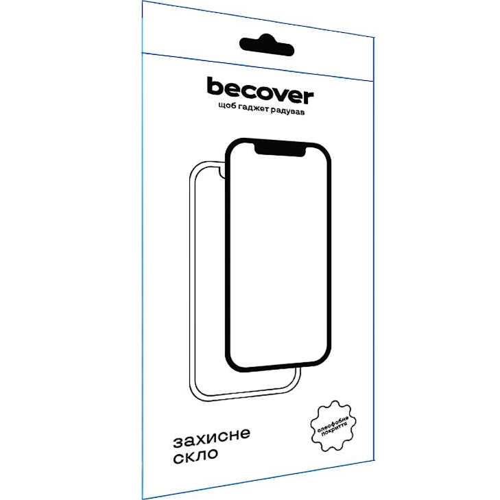 Захисне скло BECOVER для Apple iPhone 16 Black (712122) Олеофобне покриття True