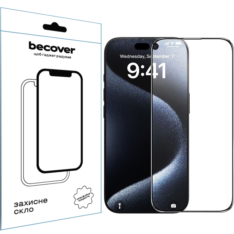 Защитное стекло BECOVER для Apple iPhone 16 Plus Black (712123) Совместимость по модели  Apple iPhone 16 Plus
