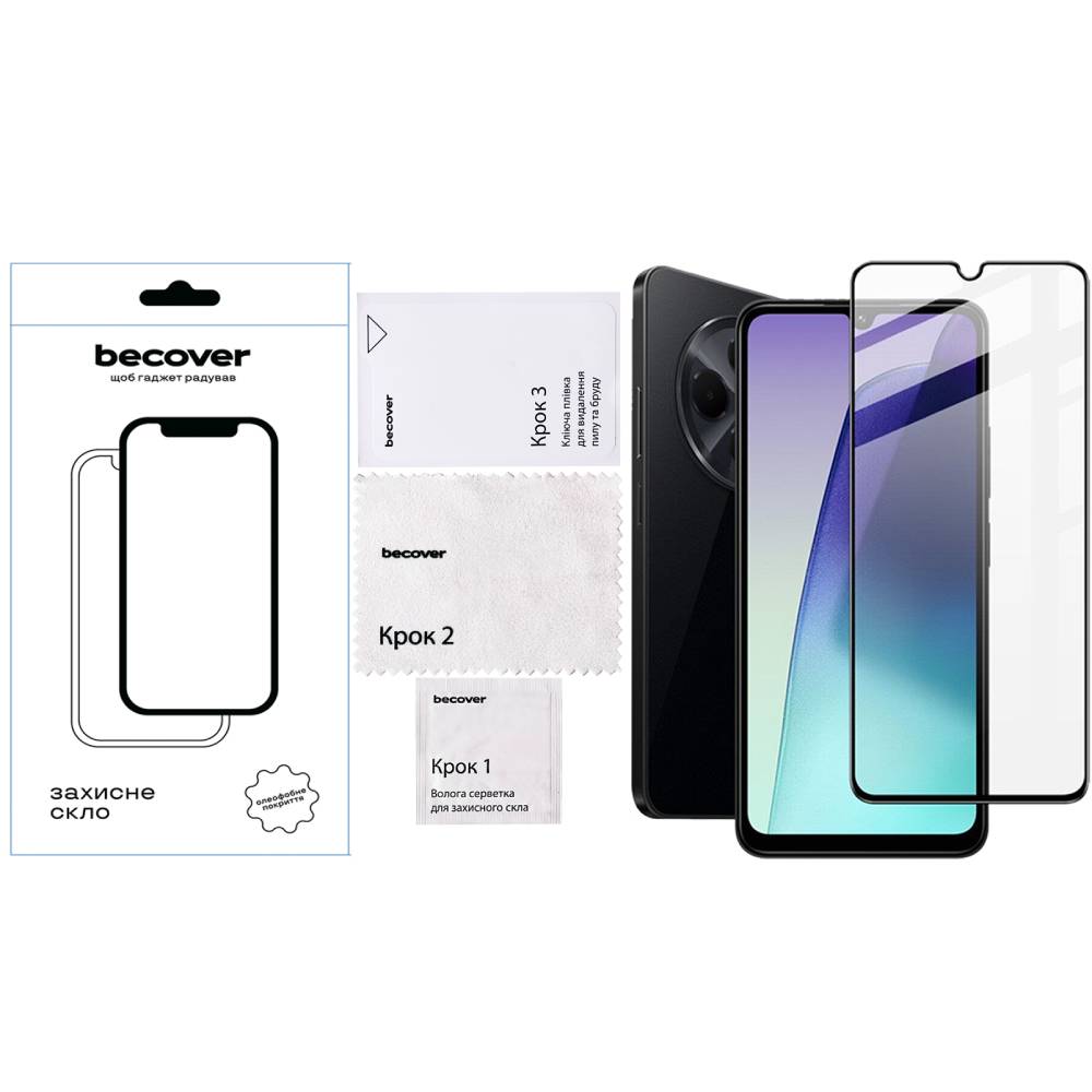 Защитное стекло BECOVER для Xiaomi Redmi 14C 4G/Poco C75 Black (712320) Тип стекло