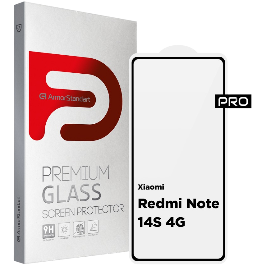 Защитное стекло ARMORSTANDART Pro для Xiaomi Redmi Note 14S 4G Black (ARM82035)