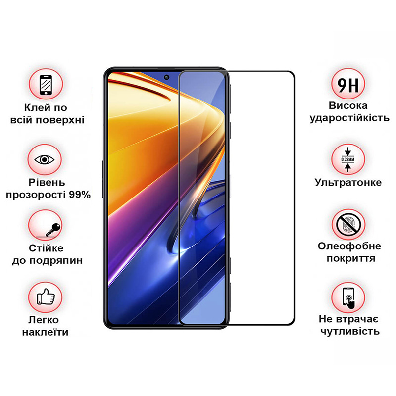 Защитное стекло BECOVER для Tecno Spark 20 KJ5n Black (710626) Покрытие противоударное