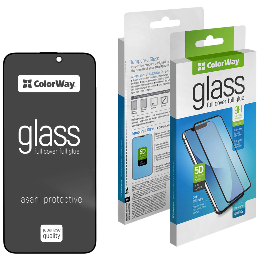 Захисне скло COLORWAY для Apple iPhone 17 Air 9H FC Glue Anti-Spy Black (CW-GSFGASAI17A-BK)