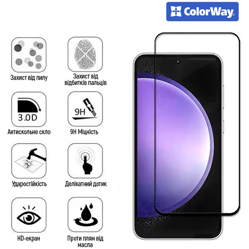 Защитное стекло COLORWAY 9H FC glue для Oppo A5 Black (CW-GSFGOA5-BK) Совместимость по модели  OPPO A5 2025