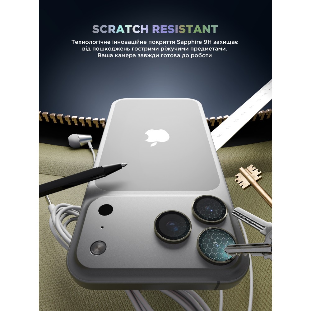 Защитное стекло ARMORSTANDART Supreme BI для камеры iPhone 17 Pro/17 Pro Max Titanium (ARM86437) Покрытие глянец