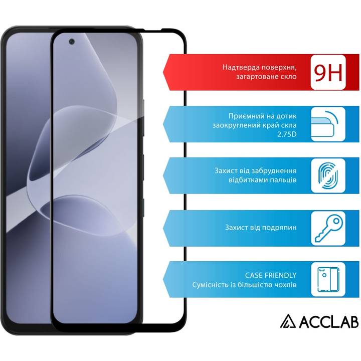 Защитное стекло ACCLAB Full Glue ESD для Infinix Hot 60i 4G Black (1283126627699) Тип стекло