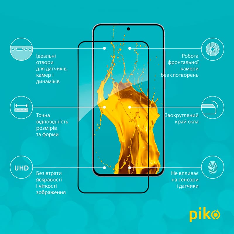 Защитное стекло PIKO Full Glue ESD для Samsung Galaxy S25 FE Black (1283126630125) Тип стекло
