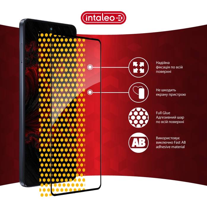 Захисне скло INTALEO Full Glue ESD для Moto G86 Black (1283126627613) Покриття глянець