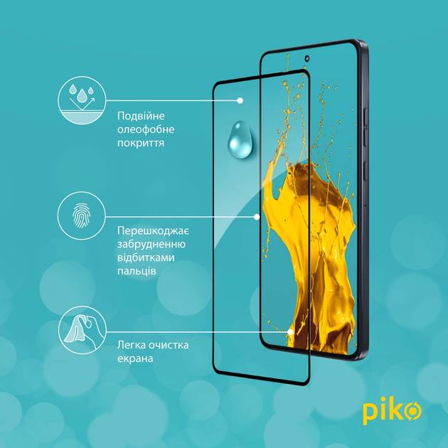 Защитное стекло PIKO Full Glue ESD для Moto G86 Black (1283126627620) Олеофобное покрытие True