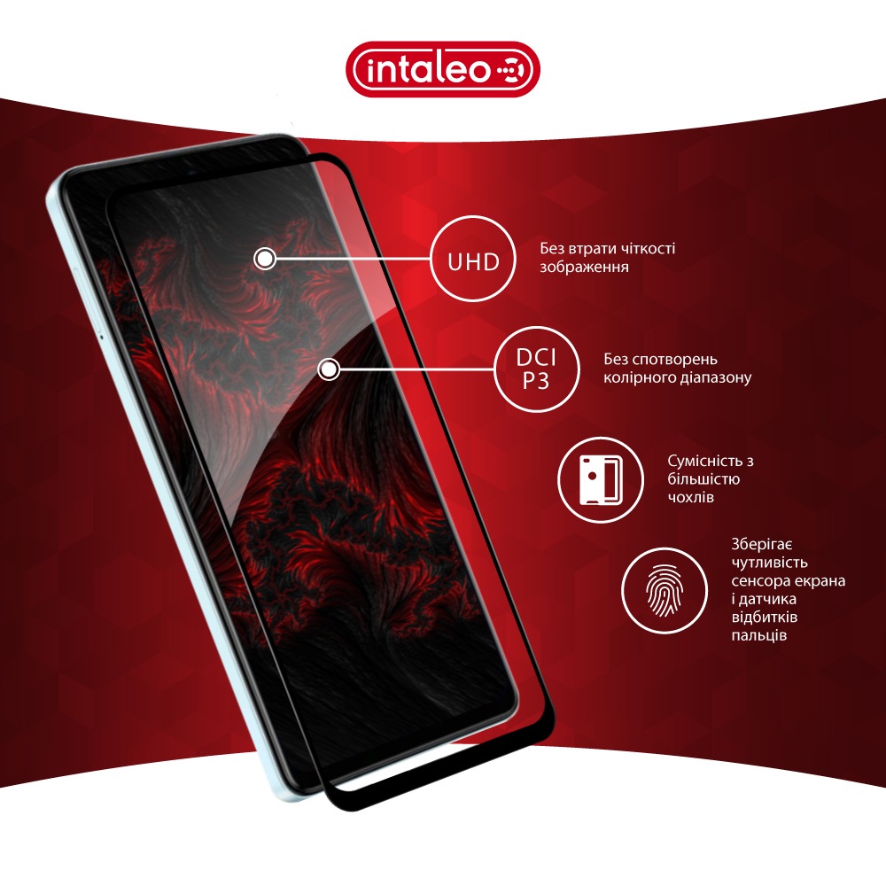 Защитное стекло INTALEO для Tecno POP 10 Full Glue ESD Black (1283126627972) Тип стекло