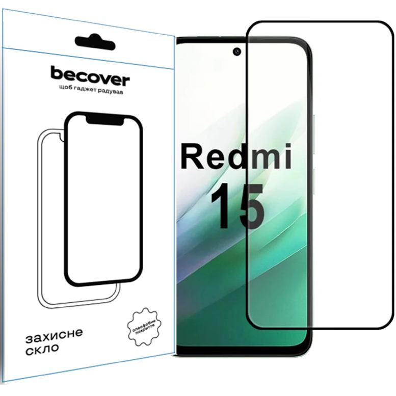 Защитное стекло BECOVER для Xiaomi Redmi 15 Black (713905) Совместимость по модели  Xiaomi Redmi 15