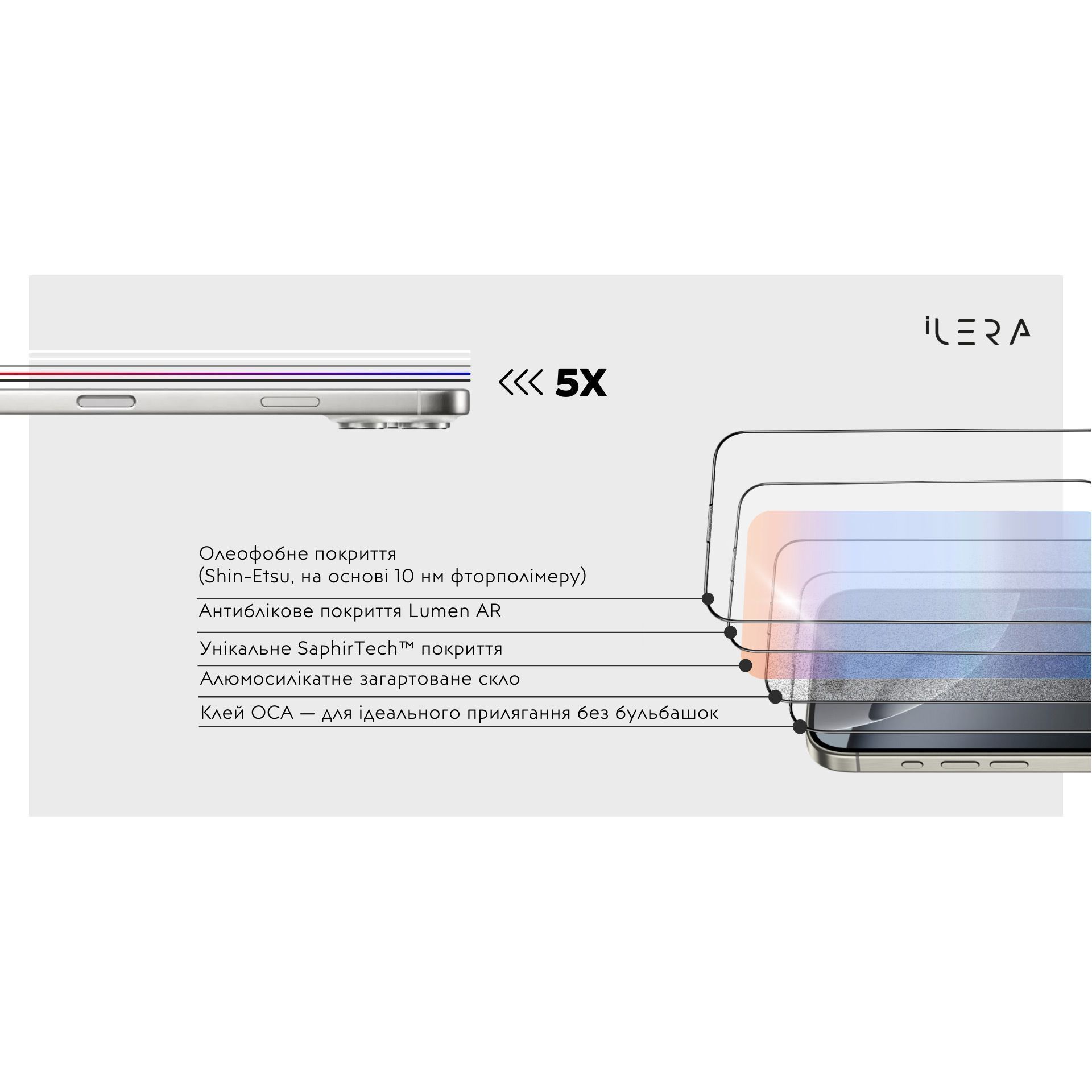 Защитное стекло ILERA DeLuxe Original Glass 2.0 For iPhone 17 Pro Max Black (ILFCDL17PRMX) Покрытие глянец