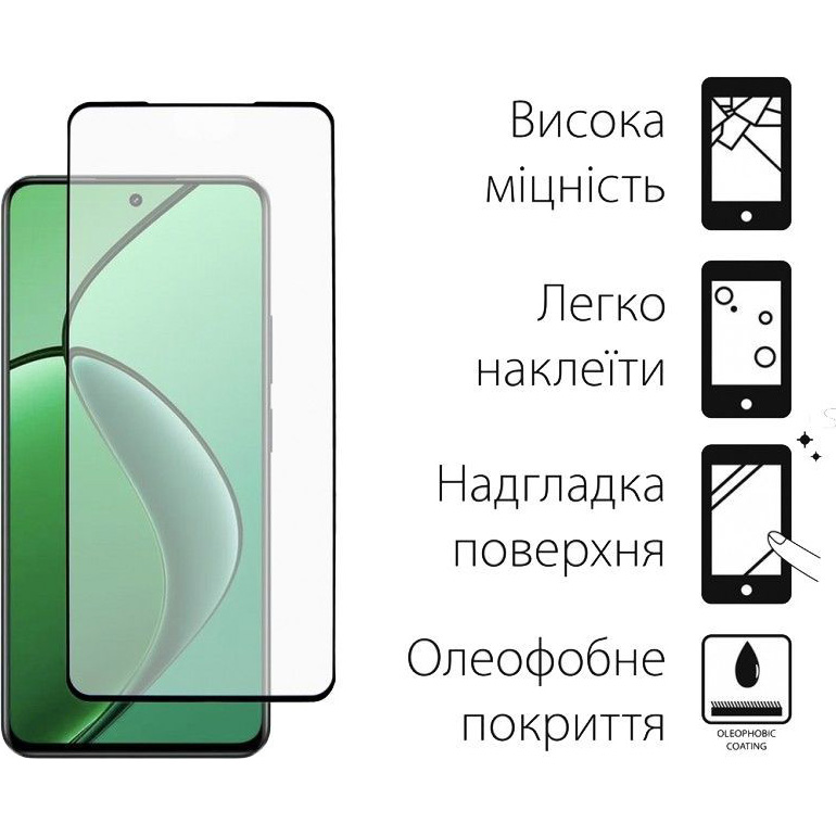 Захисне скло DENGOS для REALME 12 4G Black (TGFG-415) Сумісність за моделлю Realme 12 4G