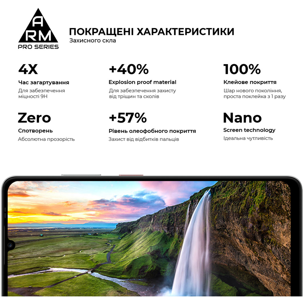 Защитное стекло ARMORSTANDART Pro для ZTE Blade A76 4G Black (ARM87520) Олеофобное покрытие True