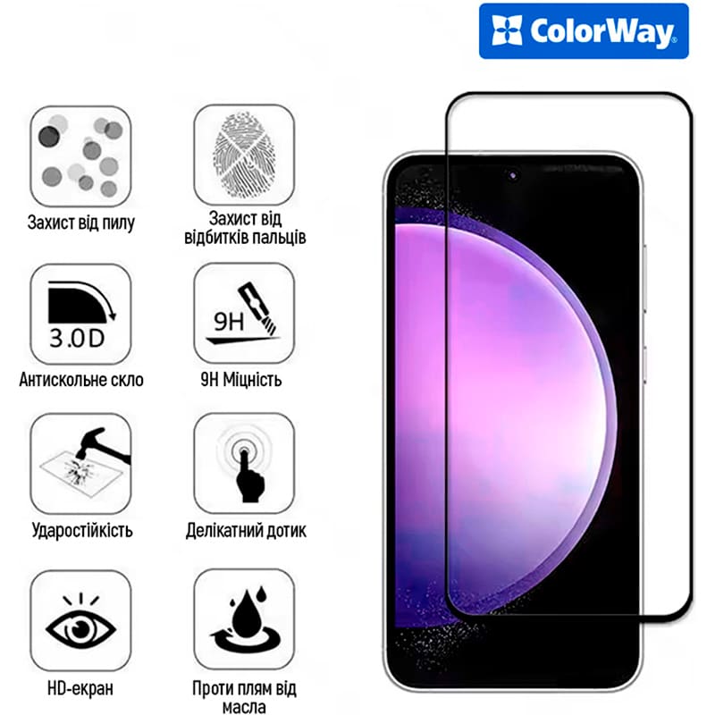 Зовнішній вигляд Захисне скло COLORWAY 9H FC glue для Oppo A6k Black (CW-GSFGOA6K-BK)