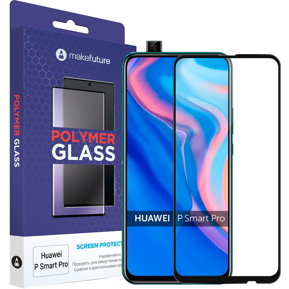 

Защитное стекло MakeFuture Polymer Glass для Huawei P Smart Pro Black (MGP-HUPSP), Захисне скло Huawei P Smart Pro Polymer Glass