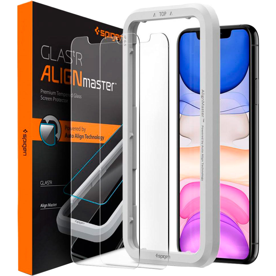 

Защитное стекло SPIGEN AlignMaster Glas tR для Apple iPhone 11/XR Clear 2 pack (AGL00101), iPhone 11/XR AlignMaster Glas tR, 2 pack