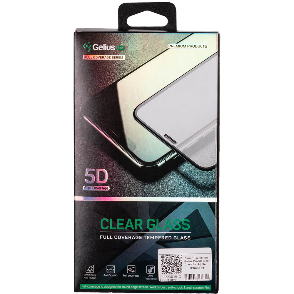 

Защитное стекло Gelius Pro 5D Clear Glass для iPhone 11 Black (75726), Pro 5D Clear Glass iPhone 11 Black